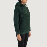Green Suede Hooded Pullover Jacket